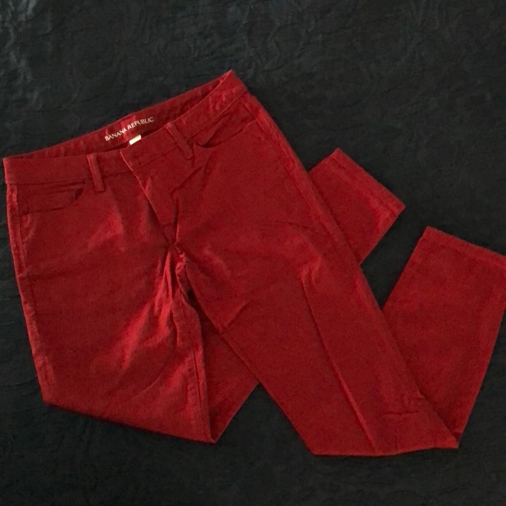Banana Republic Patterned Skinny Leg Red Jeans